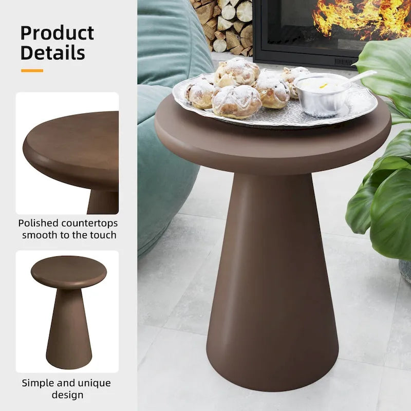 Table d'appoint extérieure Patio Watcher 16 po en béton Mgo en forme de champignon