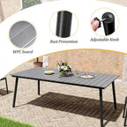 Table de salle à manger rectangulaire d'extérieur en aluminium 7 pièces avec chaises empilables