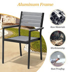 Table de salle à manger rectangulaire d'extérieur en aluminium 7 pièces avec chaises empilables