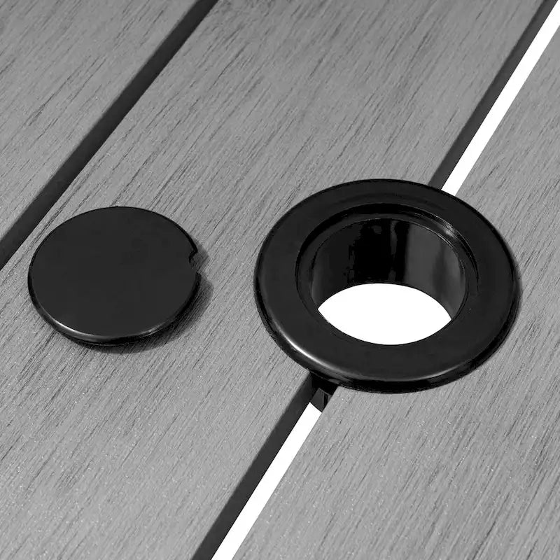 Table de salle à manger rectangulaire d'extérieur en aluminium 7 pièces avec chaises empilables