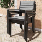 Table de salle à manger rectangulaire d'extérieur en aluminium 7 pièces avec chaises empilables