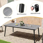 Table de salle à manger rectangulaire d'extérieur en aluminium 7 pièces avec chaises empilables