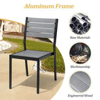 Table de salle à manger rectangulaire d'extérieur en aluminium 7 pièces avec chaises empilables