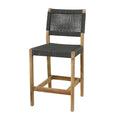 Chaises de jardin en bois avec assise et dossier tressés - Lot de 2, gris foncé - Roche River Decor