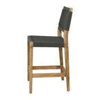 Chaises de jardin en bois avec assise et dossier tressés - Lot de 2, gris foncé - Roche River Decor