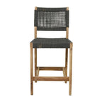 Chaises de jardin en bois avec assise et dossier tressés - Lot de 2, gris foncé - Roche River Decor