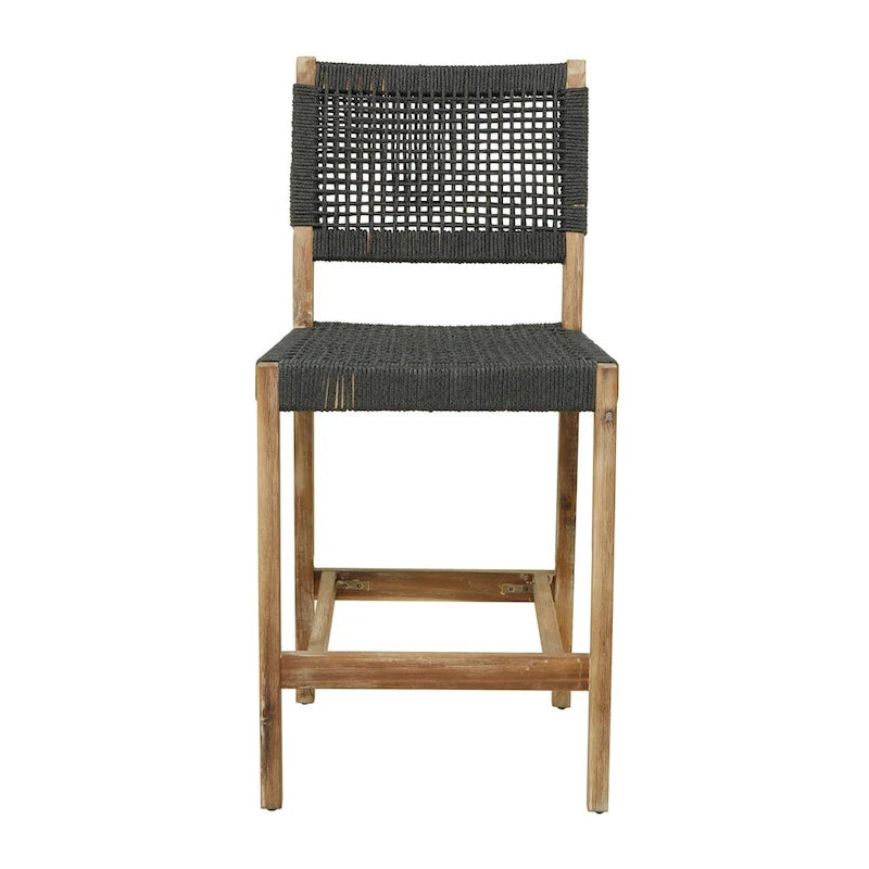 Chaises de jardin en bois avec assise et dossier tressés - Lot de 2, gris foncé - Roche River Decor