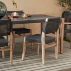 Chaises de jardin en bois avec assise et dossier tressés - Lot de 2, gris foncé - Roche River Decor