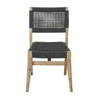 Chaises de jardin en bois avec assise et dossier tressés - Lot de 2, gris foncé - Roche River Decor