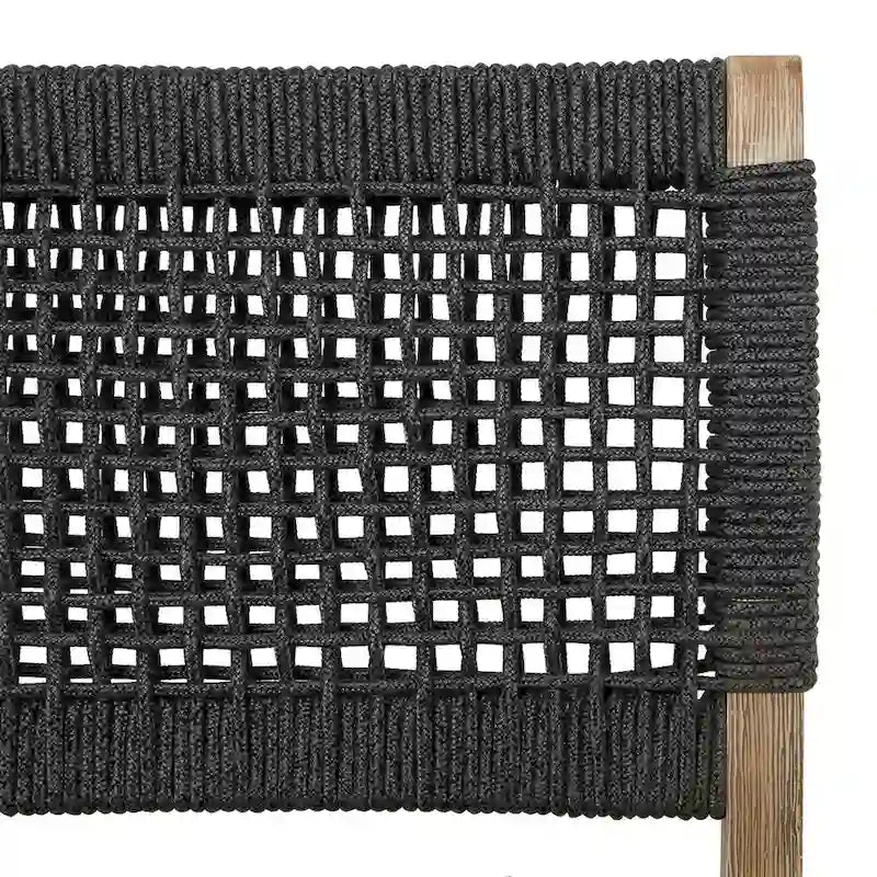 Chaises de jardin en bois avec assise et dossier tressés - Lot de 2, gris foncé - Roche River Decor