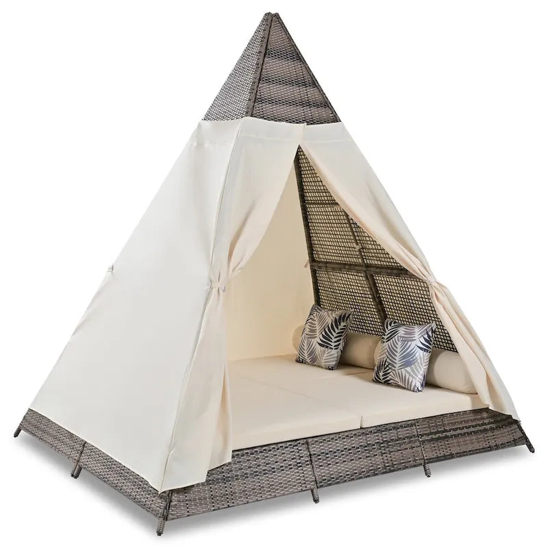 Nestfair Patio Outdoor Tent Shape Bonebody Daybed With Cushions
