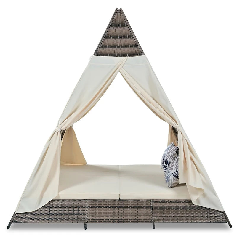 Nestfair Patio Outdoor Tent Shape Bonebody Daybed With Cushions