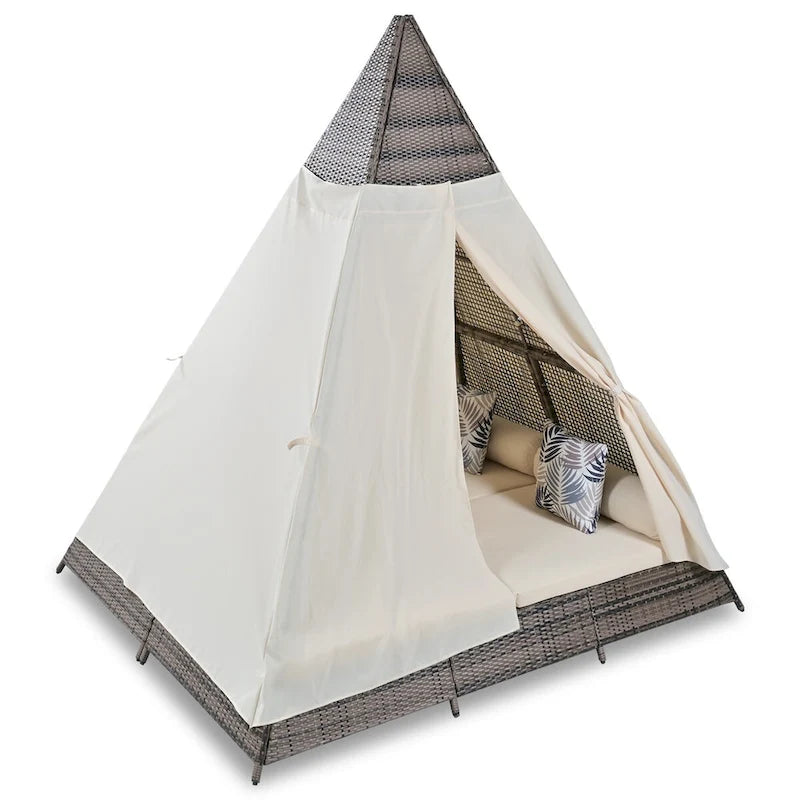 Nestfair Patio Outdoor Tent Shape Bonebody Daybed With Cushions
