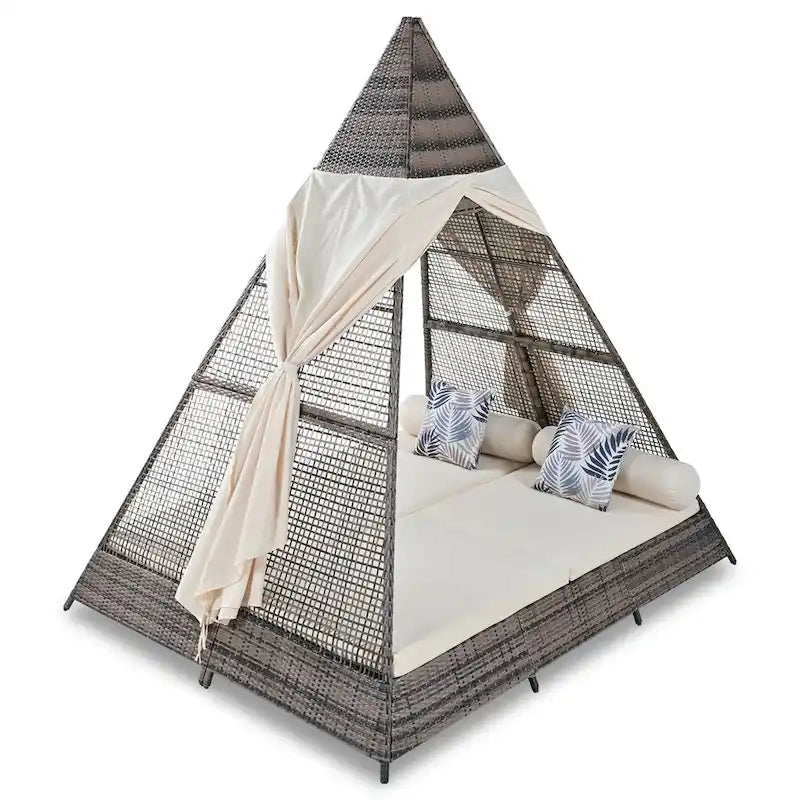 Nestfair Patio Outdoor Tent Shape Bonebody Daybed With Cushions
