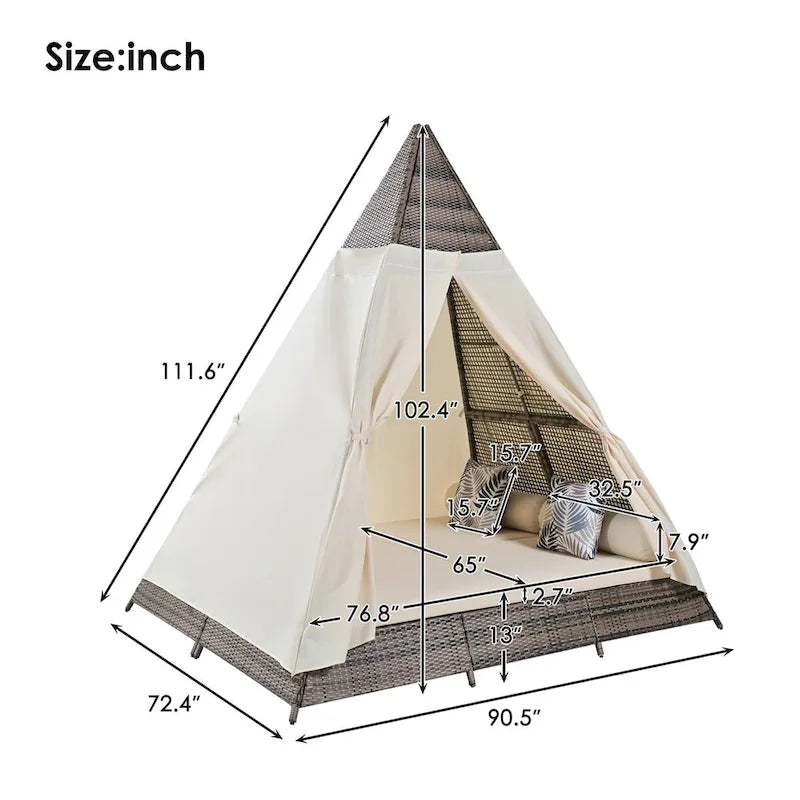 Nestfair Patio Outdoor Tent Shape Bonebody Daybed With Cushions