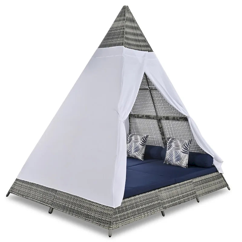 Nestfair Patio Outdoor Tent Shape Bonebody Daybed With Cushions