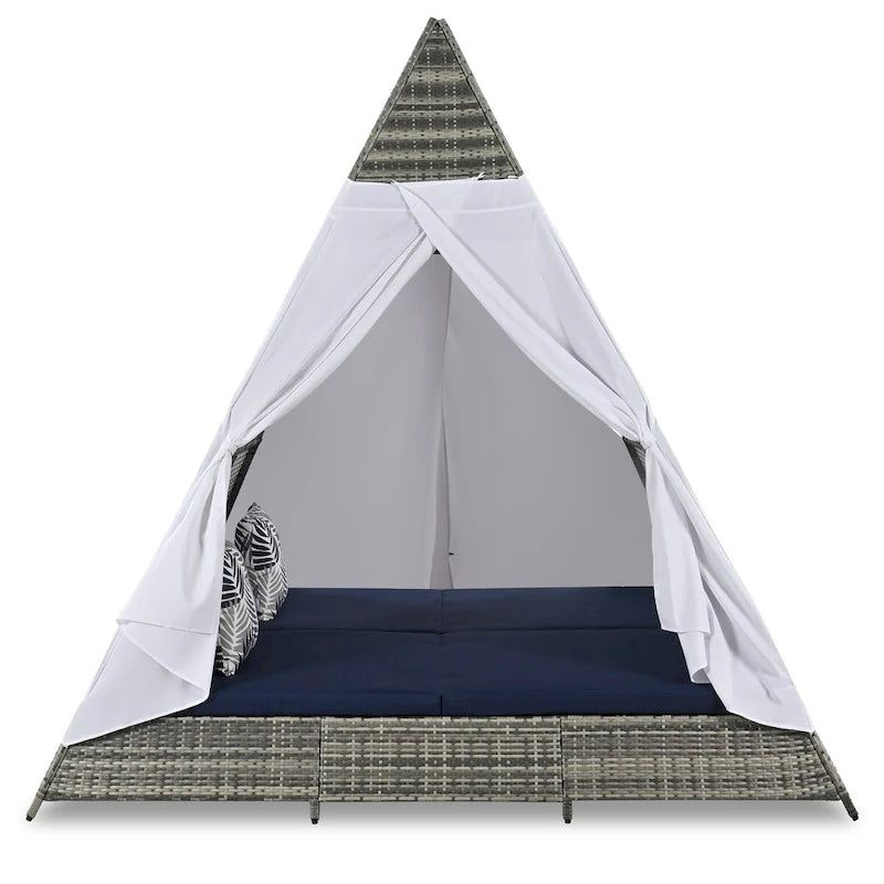 Nestfair Patio Outdoor Tent Shape Bonebody Daybed With Cushions