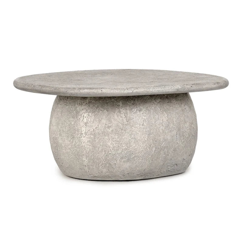 Table basse ronde d'extérieur en béton Britney de Classic Home (107 cm) - 107 cm L x 107 cm P x 46 cm H