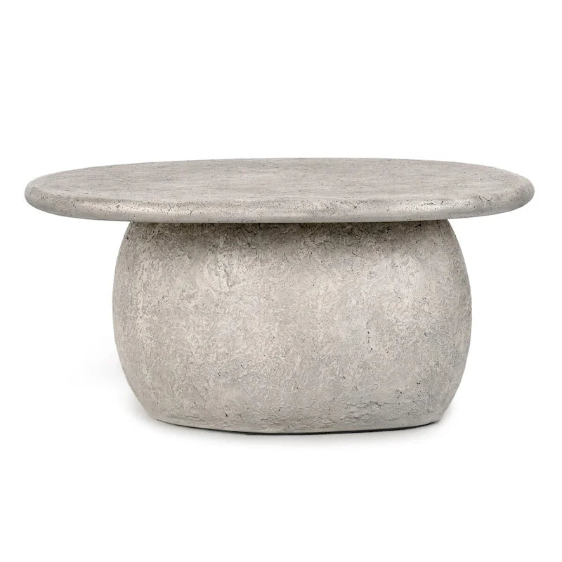 Table basse ronde d'extérieur en béton Britney de Classic Home (107 cm) - 107 cm L x 107 cm P x 46 cm H