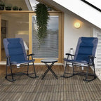 Ensemble de 3 chaises berçantes pliantes pour patio avec table basse en verre