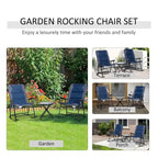 Ensemble de 3 chaises berçantes pliantes pour patio avec table basse en verre