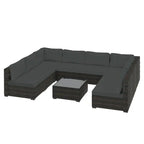 Ensemble de salon de jardin Patio Watcher 8 places en rotin avec coussins et table basse