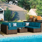 Ensemble de salon de jardin Patio Watcher 8 places en rotin avec coussins et table basse