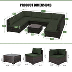 Ensemble de salon de jardin Patio Watcher 8 places en rotin avec coussins et table basse