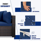 Ensemble de salon de jardin Patio Watcher 8 places en rotin avec coussins et table basse