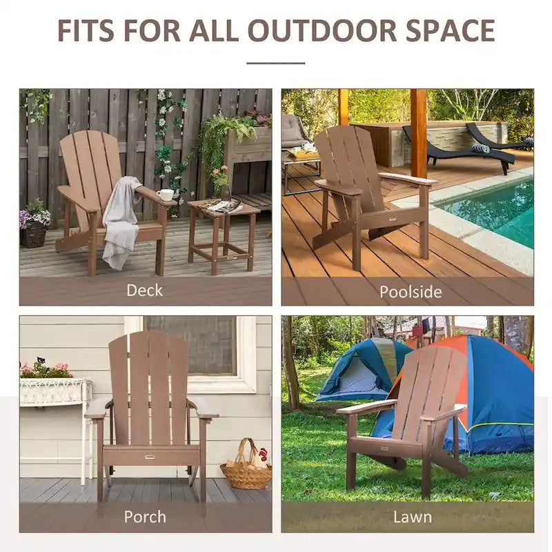 Chaise Adirondack, chaise de patio et de foyer en faux bois, en PEHD résistant aux intempéries
