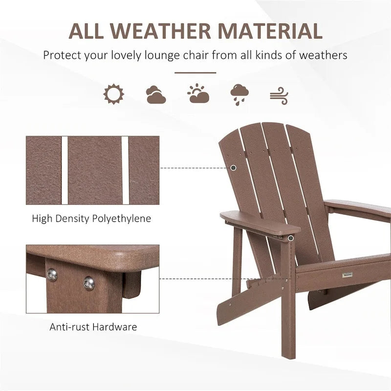 Chaise Adirondack, chaise de patio et de foyer en faux bois, en PEHD résistant aux intempéries
