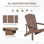 Chaise Adirondack, chaise de patio et de foyer en faux bois, en PEHD résistant aux intempéries