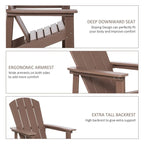 Chaise Adirondack, chaise de patio et de foyer en faux bois, en PEHD résistant aux intempéries