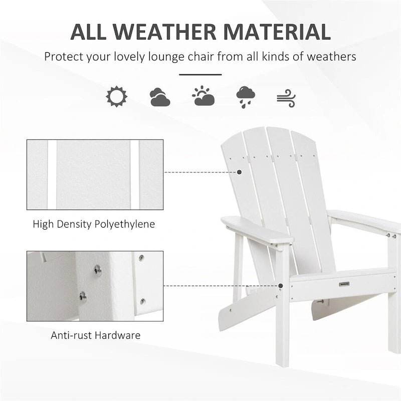 Chaise Adirondack, chaise de patio et de foyer en faux bois, en PEHD résistant aux intempéries
