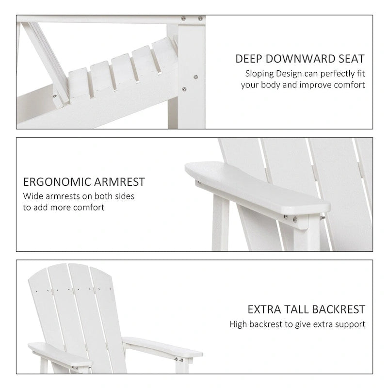 Chaise Adirondack, chaise de patio et de foyer en faux bois, en PEHD résistant aux intempéries