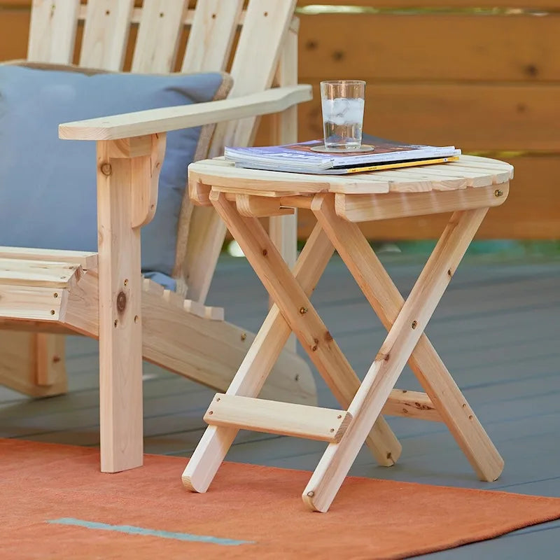 Remedy 19 Assembled Cedar Wood Round Collapsible Folding Table