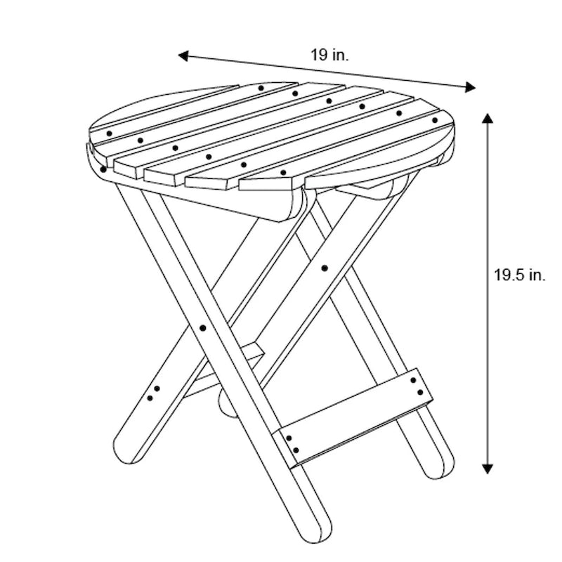 Remedy 19 Table pliante ronde en bois de cèdre assemblée