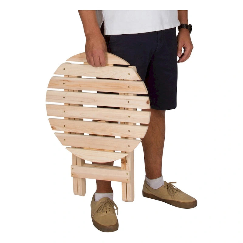 Remedy 19 Table pliante ronde en bois de cèdre assemblée