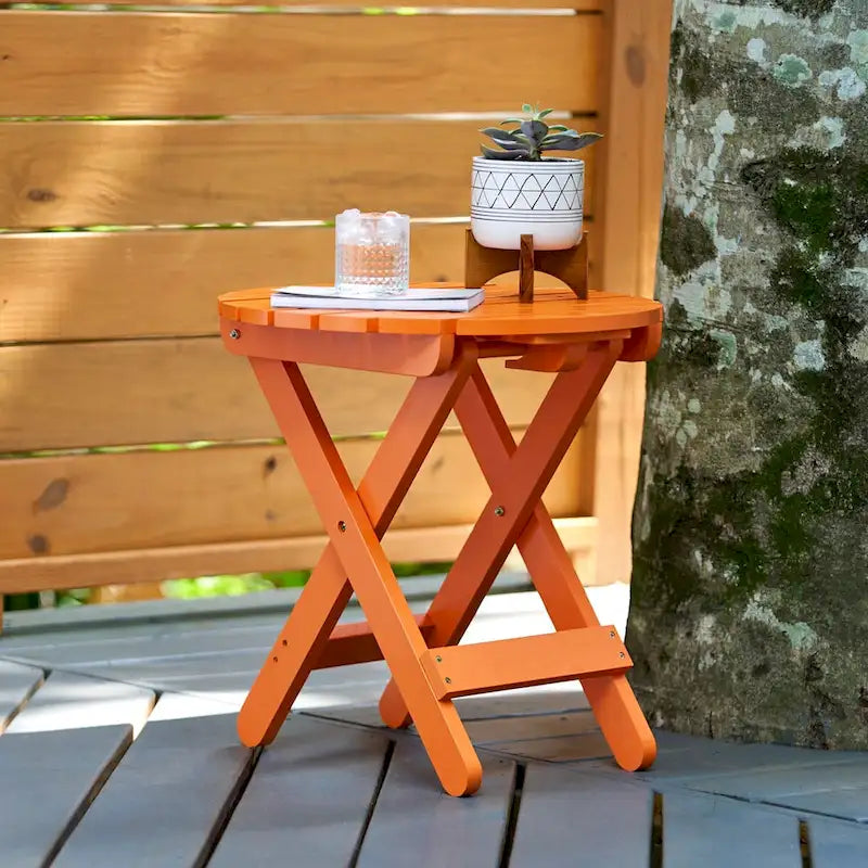 Remedy 19 Table pliante ronde en bois de cèdre assemblée