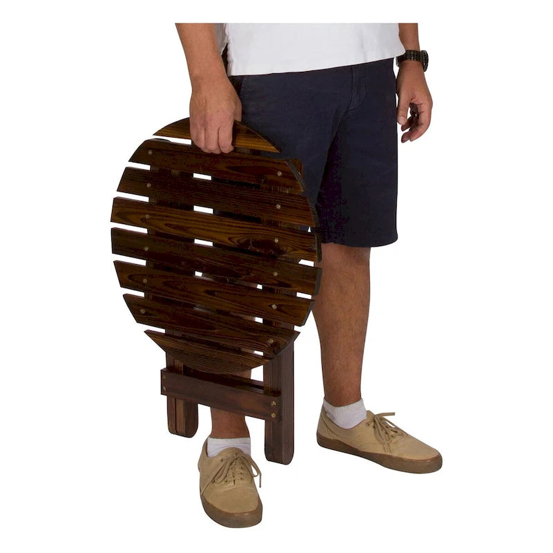 Remedy 19 Table pliante ronde en bois de cèdre assemblée