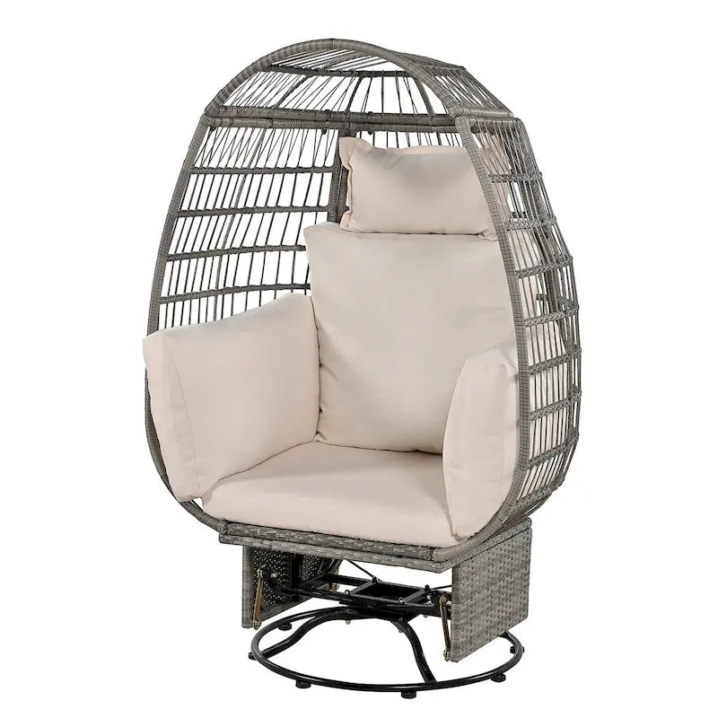 Fauteuil pivotant d'extérieur avec coussins, pour balcon, piscine et jardin