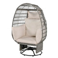 Fauteuil pivotant d'extérieur avec coussins, pour balcon, piscine et jardin