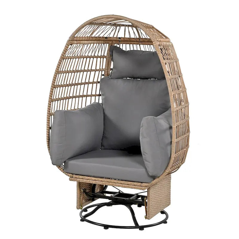 Fauteuil pivotant d'extérieur avec coussins, pour balcon, piscine et jardin