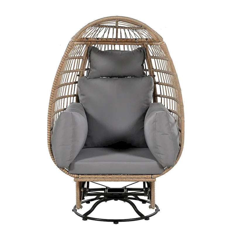 Fauteuil pivotant d'extérieur avec coussins, pour balcon, piscine et jardin