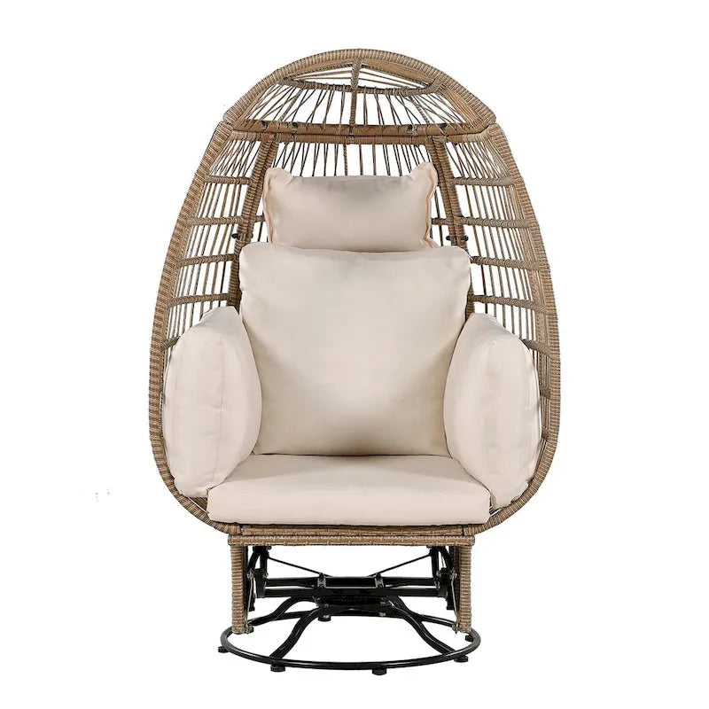 Fauteuil pivotant d'extérieur avec coussins, pour balcon, piscine et jardin