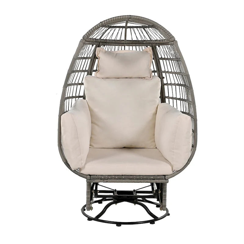 Fauteuil pivotant d'extérieur avec coussins, pour balcon, piscine et jardin