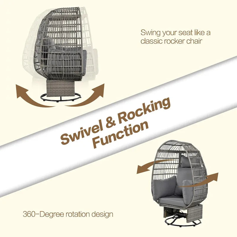 Fauteuil pivotant d'extérieur avec coussins, pour balcon, piscine et jardin