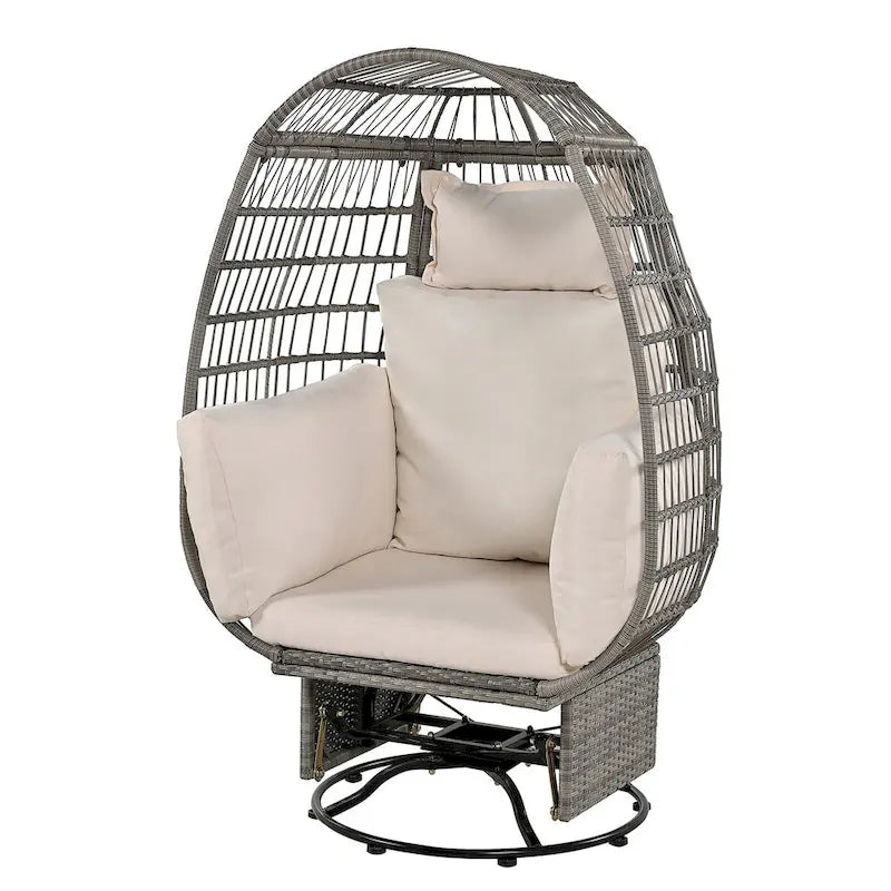 Fauteuil pivotant d'extérieur avec coussins, pour balcon, piscine et jardin