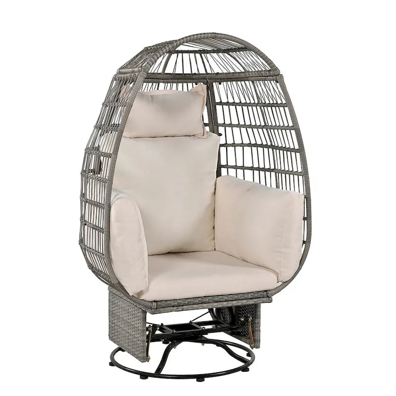 Fauteuil pivotant d'extérieur avec coussins, pour balcon, piscine et jardin