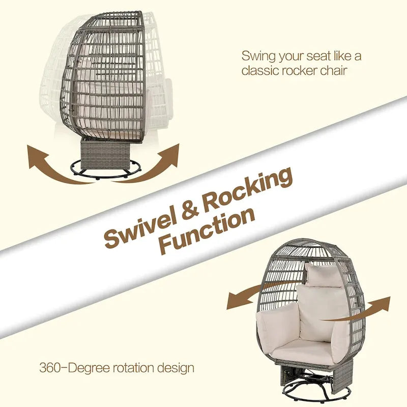 Fauteuil pivotant d'extérieur avec coussins, pour balcon, piscine et jardin